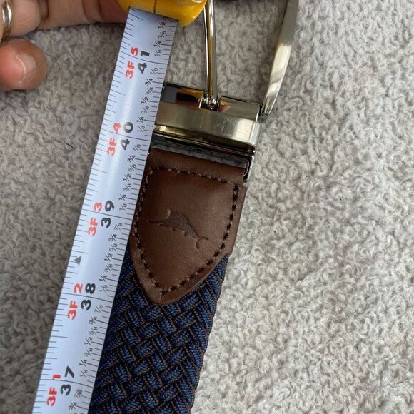 NEW Tommy Bahama Men's S/M Reversible Stretch Braided Belt Leather & Fabric - Picture 3 of 9